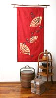 hand painted silk, silk wall hangings, bamboo hanger